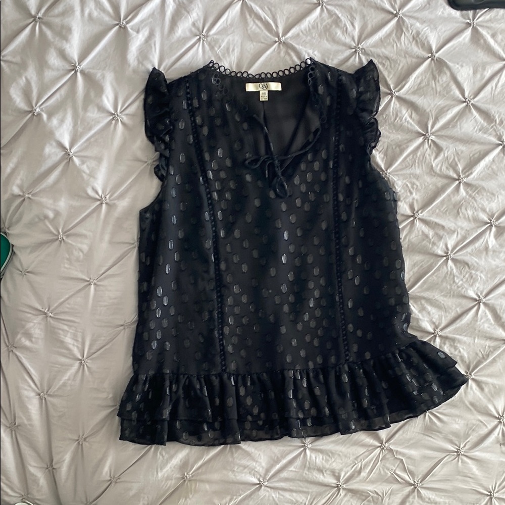 Black Ruffled Women's Top